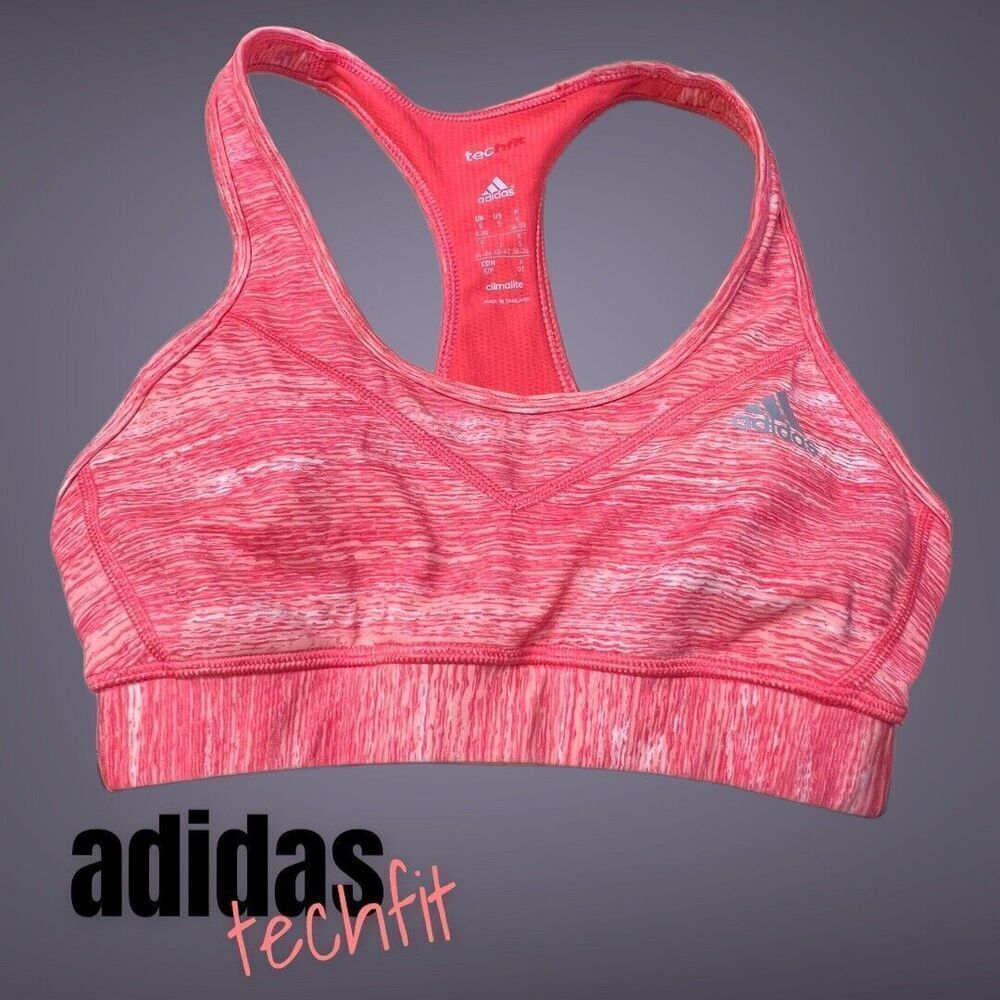 adidas Climalite Techfit Med Compression Pink Racerback Sports Bra Women’s SZ S